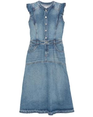 Ba&sh Robe En Jean Vayea À Volants - Bleu