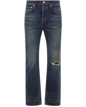 Enfants Riches Deprimes Distressed Logo-Patch Jeans - Blue
