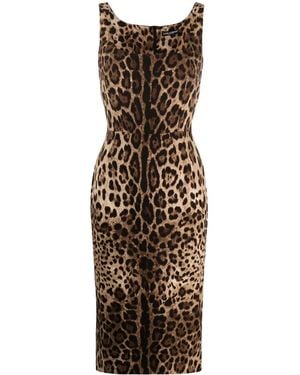 Dolce & Gabbana Schmales Kleid Mit Leoparden-Print - Natur