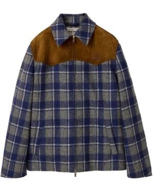 Miu Miu Check-Pattern Jacket - Blue