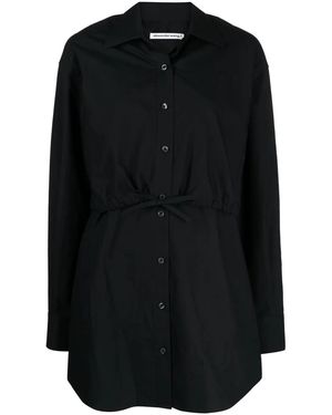 Alexander Wang Double Layered Self-Tie Shirt Mini Dress - Black