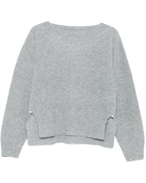 Liu Jo Ribbed Pearl-Embellished Jumper - Grey