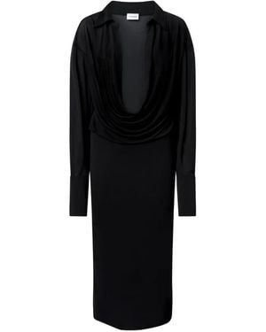 ANDAMANE Lilia Midikleid Mit Drapiertem Kragen - Schwarz