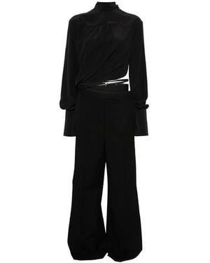 Tom Ford Jumpsuit Featuring A Silk Crêpe De Chine Blouse And Wide-Leg Tuxedo Trousers - Black