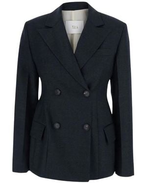Tela Giacca Florence Double-Breasted Wool Jacket - Black