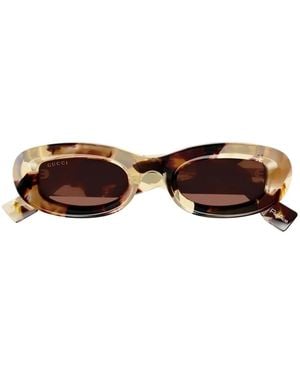 Gucci Oval-Frame Sunglasses - Brown