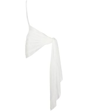 Mugler One-Shoulder Sheer Pareo - White