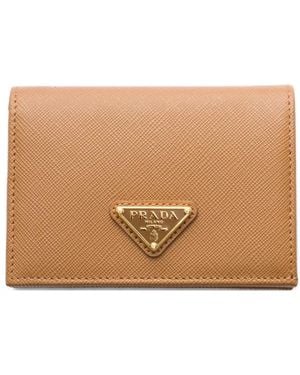 Prada Small Saffiano Leather Wallet - Natural
