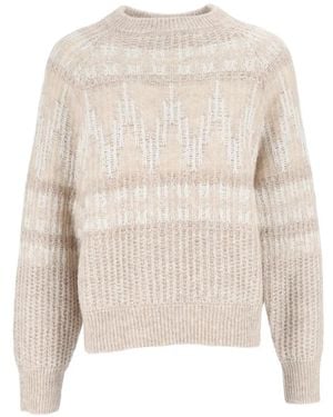 Peserico Intarsia-Knit Raglan-Sleeve Jumper - White