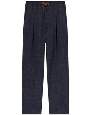 RETORI Drawstring-Waist Pleated Trousers - Blue
