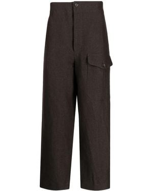 Uma Wang Paxton Herringbone-Pattern Trousers - Black