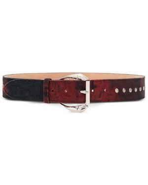 Roberto Cavalli Garment-Dyed Studded Belt - White