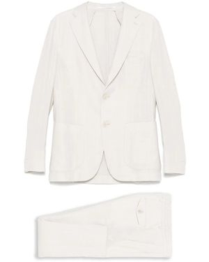 Eleventy Pinstriped Suit - White