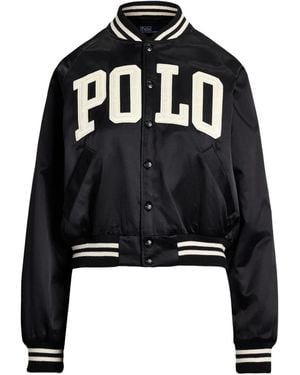 Polo Ralph Lauren Logo Satin Bomber Jacket - Black