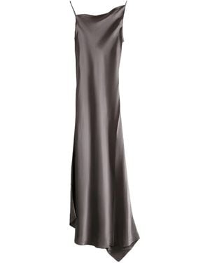 Marc Le Bihan Asymmetric Silk Midi Dress - ブラウン