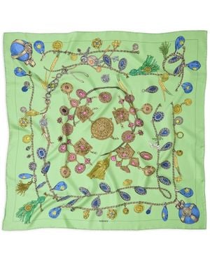 Versace Pañuelo Estampado De 90 X 90 Cm - Verde