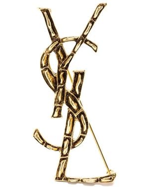 Saint Laurent Opyum Brosche Mit Bambus-Effekt - Mettallic