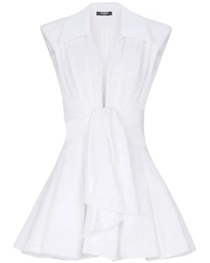 Balmain タイウエスト ミニドレス - ホワイト