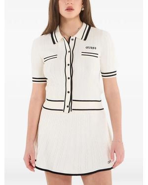 Guess Pull En Maille Torsadée - Blanc