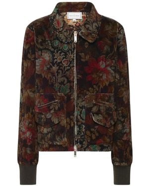 Pierre Louis Mascia Gridox Floral-Print Bomber Jacket - Brown