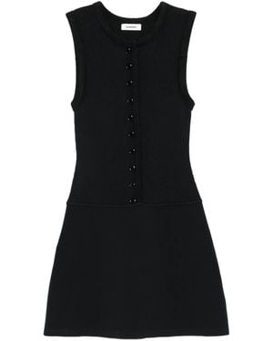 Sandro Sleeveless Ribbed Knitted Mini Dress - Black