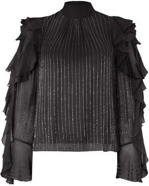 Temperley London Ruffled Cold-Shoulder Top - Black