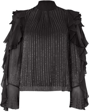 Temperley London Ruffled Cold-shoulder Top - Black