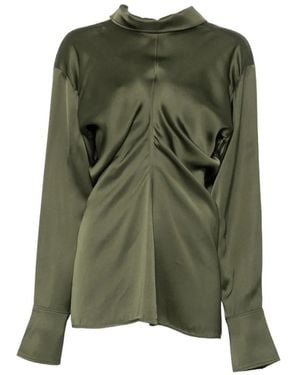 TOTEME Gathered Zipped Shirt - Green