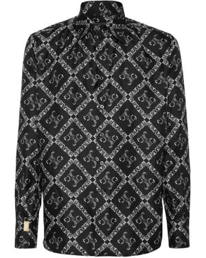 Billionaire Monogram Print Shirt - Black