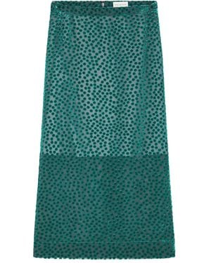 Dries Van Noten Devoré Rok Met Patroon - Groen