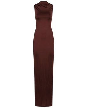 Victoria Beckham Maxi-Jurk Met Hoge Hals En Open Achterkant - Paars