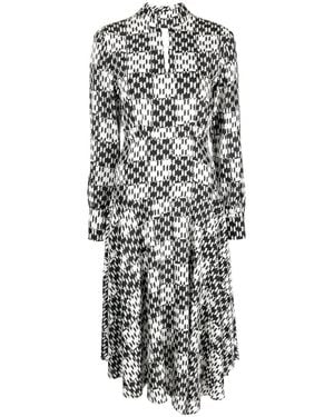 KARL LAGERFELD Monogram-Jacquard Silk Dress - White