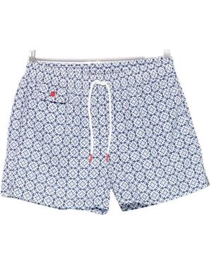 Kiton Floral-Print Swim Shorts - Blue