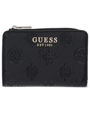 Guess Laurel Peony Logo-Embossed Bifold Wallet - Black