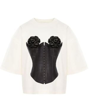 Hamza Camiseta con aplique floral - Negro