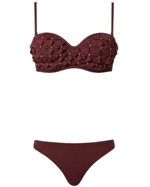 Twinset Embroidered Bandeau Bikini Top And Briefs