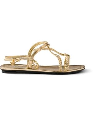 Prada Flat Mordoré Nappa Leather Sandals - Metallic