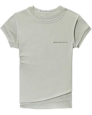 Alexander Wang Logo-Print Layered T-Shirt - Gray