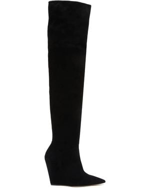 Stuart Weitzman 100Mm Saloon Wedge Pointed-Toe Over-The-Knee Boots - Black