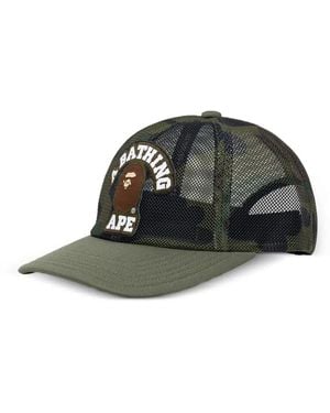 A Bathing Ape 1St University Camo-Print Logo-Patch Cap - Green