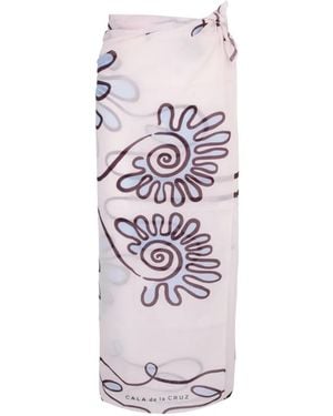 Cala De La Cruz Abstract-Print Sarong Skirt - White