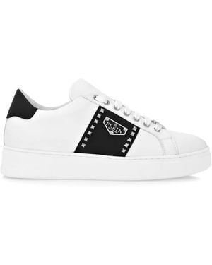 Philipp Plein Logo-Plaque Leather Trainers - White