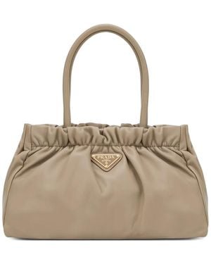 Prada Medium Leather Shoulder Bag - Natural