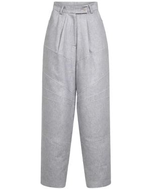 BATAKOVIC Belgrade Loro Piana Asymmetric-Seam Wide-Leg Pants - Gray