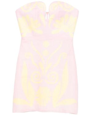 Cala De La Cruz Jolie Strapless Graphic-Print Mini Dress - White