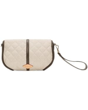 MZ Wallace Small Astor Quilted Linen Clutch Bag - Natural