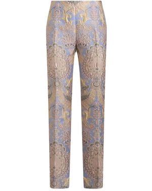 Etro Floral-Jacquard Trousers - Grey