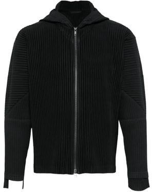 Homme Plissé Issey Miyake Homme Plisse' Issey Miyake Pleated Zipped Hoodie - Black