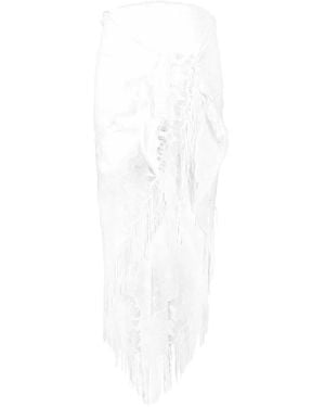 Miguelina Julia Lace-Fringe Cover-Up - White