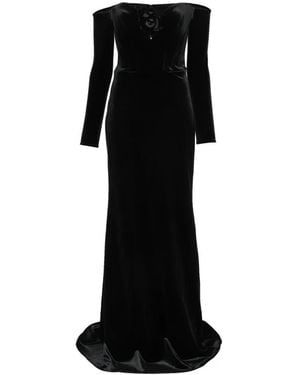 Adamaris Off-Shoulder Rose-Detail Maxi Dress - Black
